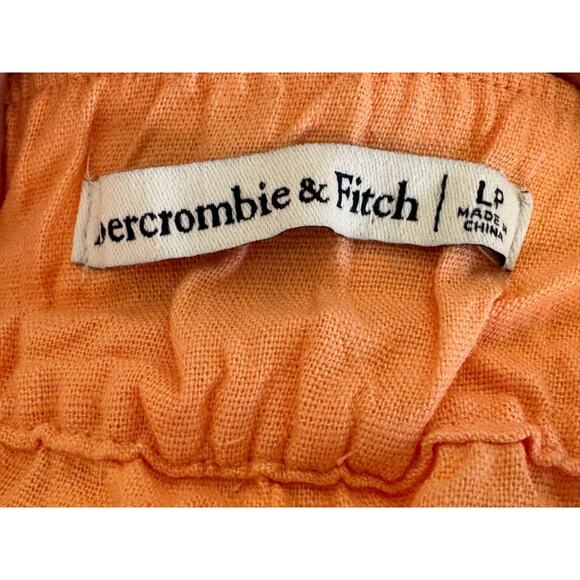 Abercrombie Asymmetrical Linen Blend Tiered Maxi Dress in Orange Size LP - Picture 8 of 12